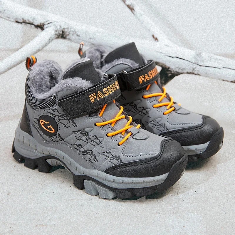 Winter Children Shoes Short Boy Boots Fashion Outdoor Non-slip Plush Sneaker Kids Boy Snow Boots Sports Hiking Cotton Shoes