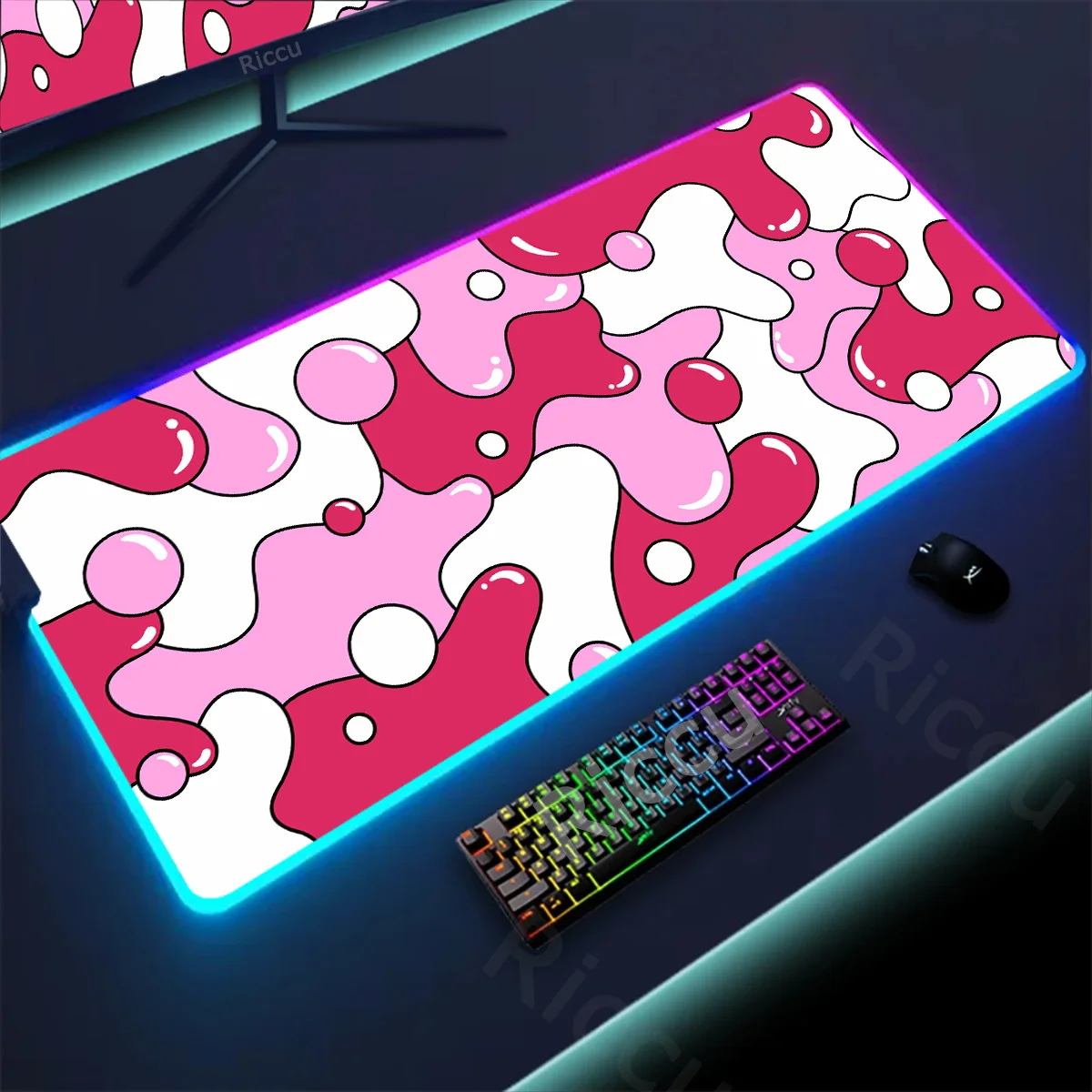 

RGB Mouse Pad Gaming Accessories Strata Liquid PC Large Mousepad Backlit XXL LED Gamer Decoracion Carpet Art Abstraction Deskmat