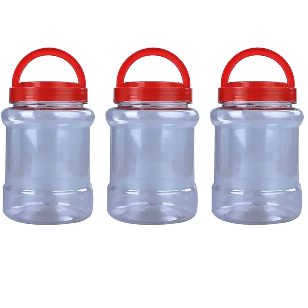 

3pcs Transparent Food-grade Storage Bottle Storage Jar Plastic Sealed Can Food Storage Container with Cover for Refrigerator Kit