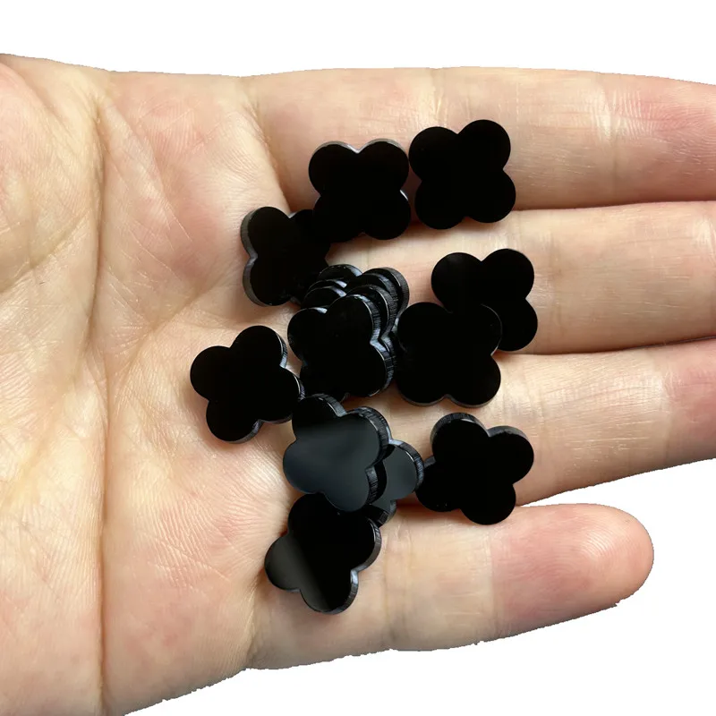 50pcs/Lot Black Onyx Gemstone Flower Shape Natural Agate Stone Loose Beads For DIY Jewelry Making Cheap Factory Price