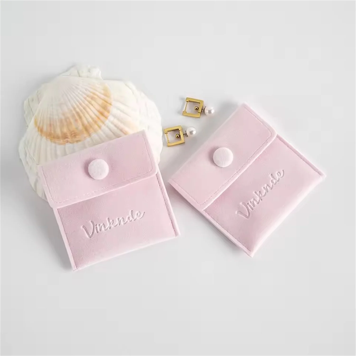 

50Pcs/Lot Jewelry Snap Velvet Bag Ring Earrings Pendant Storage Flap Pouch Bracelet Necklace Packaging Portable Gift Organizer