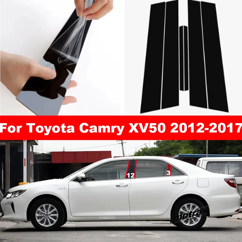 For Toyota Camry 7th XV50 2012-2017 Car PC Window Decorative Cover Center Film B C Pillar Sticker Automotive Parts Accessories