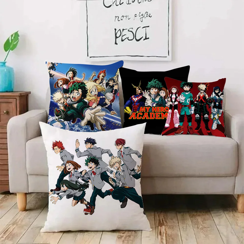 M-My Hero AcademiaS Pillow Covers Cartoon Sofa Decorative Home Double-sided Printing Short Plush Cute Cushion Cover