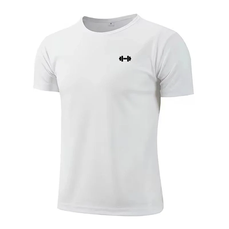 Gym Fitness Muscle Short Sleeve O-Neck Clothing Summer Mesh Breathable Quick Dry Cool T-shirt Mens Tops