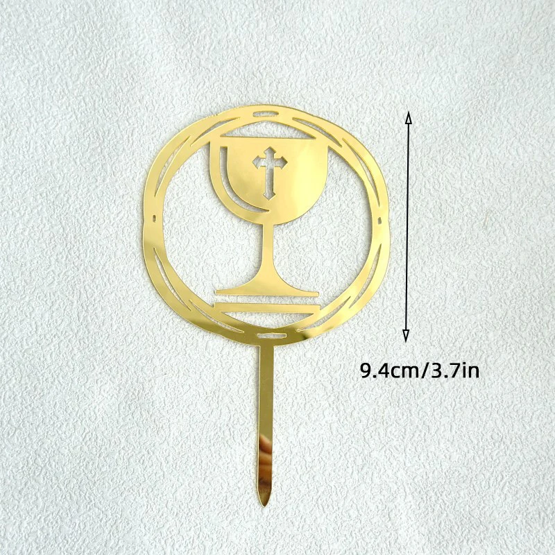 1/5 Stück Goldenes Kreuz & Taube Kuchendeckel Heilige Kommunion Dekor, Taufe Partyzubehör, Erstkommunion Kucheneinsatz Babyparty – Detail 14