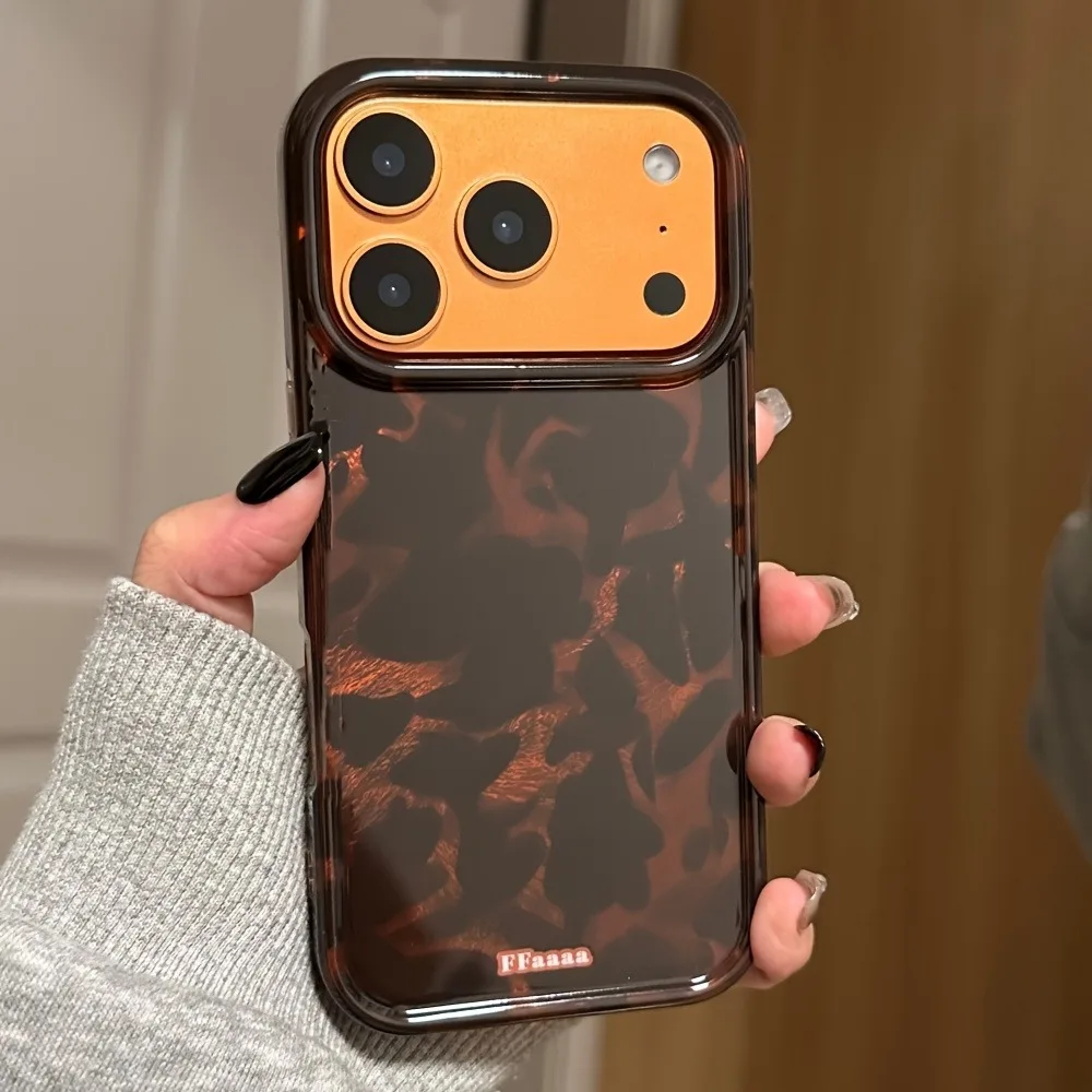 

Luxury Leopard Print Glacier Texture Transparent Borders Phone Case For iPhone 11 12 13 14 15 16 17 Pro Max XS XR 7 8 Plus Cover