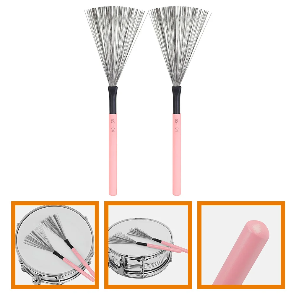

1Pair Wooden Handle Drum Brushes Maple Portable Drum Wire Brush for Drummers Kids Students Adults Durable Easy Hold