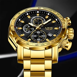 LIGE Business Watch Men Fashion Military Sports Waterproof Men's Quartz Wristwatches Top Brand Luxury Full Steel Big Watch Men