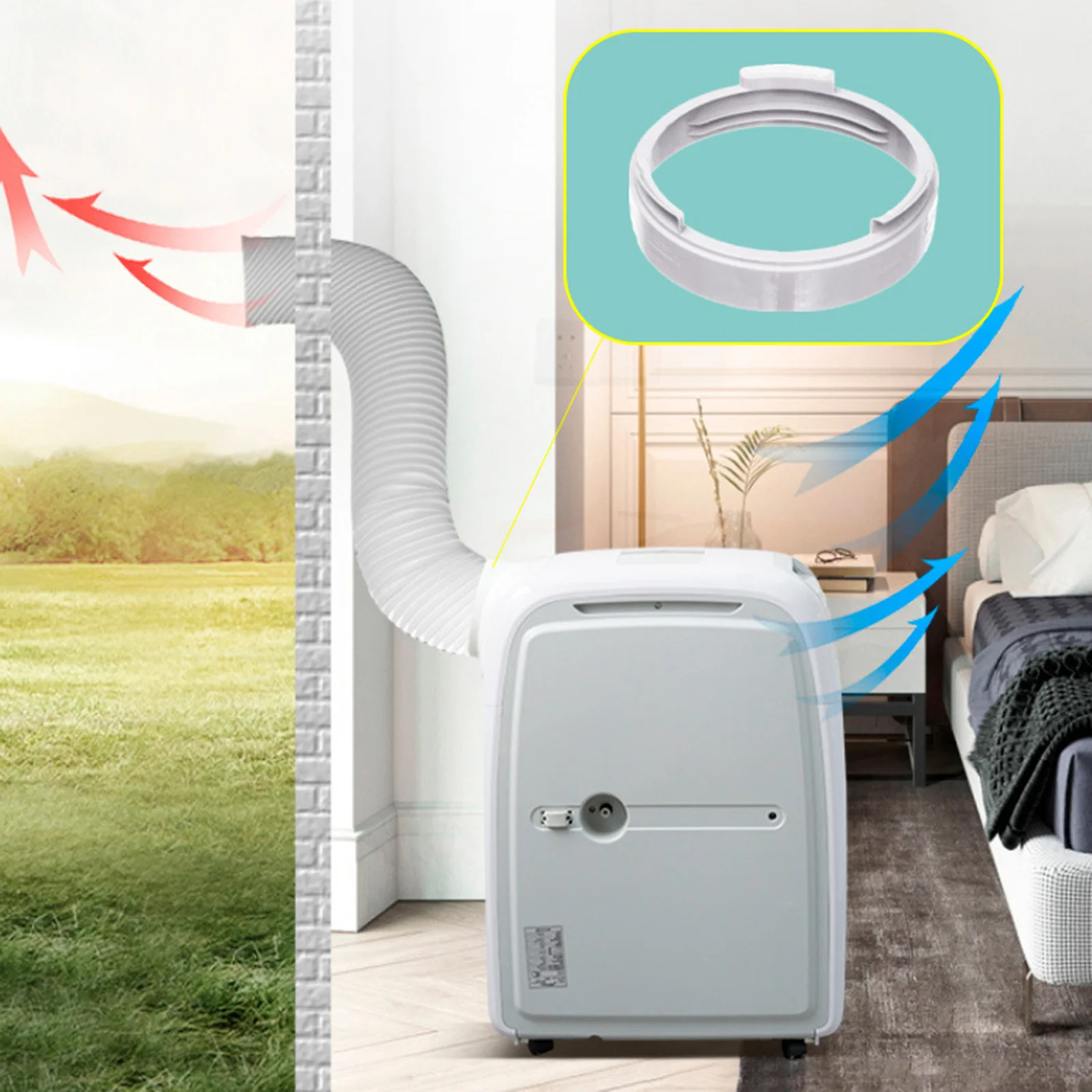 Universal Portable Air Conditioner Exhaust Hose Coupler AdapterInterface 15cm Diameter for Mobile AC KY-25 KY-26 KY-35
