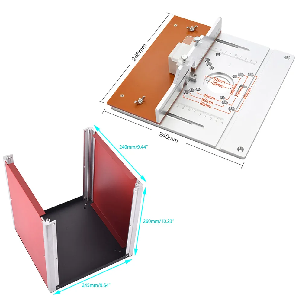 1 Set Aluminium Router Table Insert Plate&Fixed Chassis Support Electric Wood Milling Flip Board Guide Set Table Saw Workbench