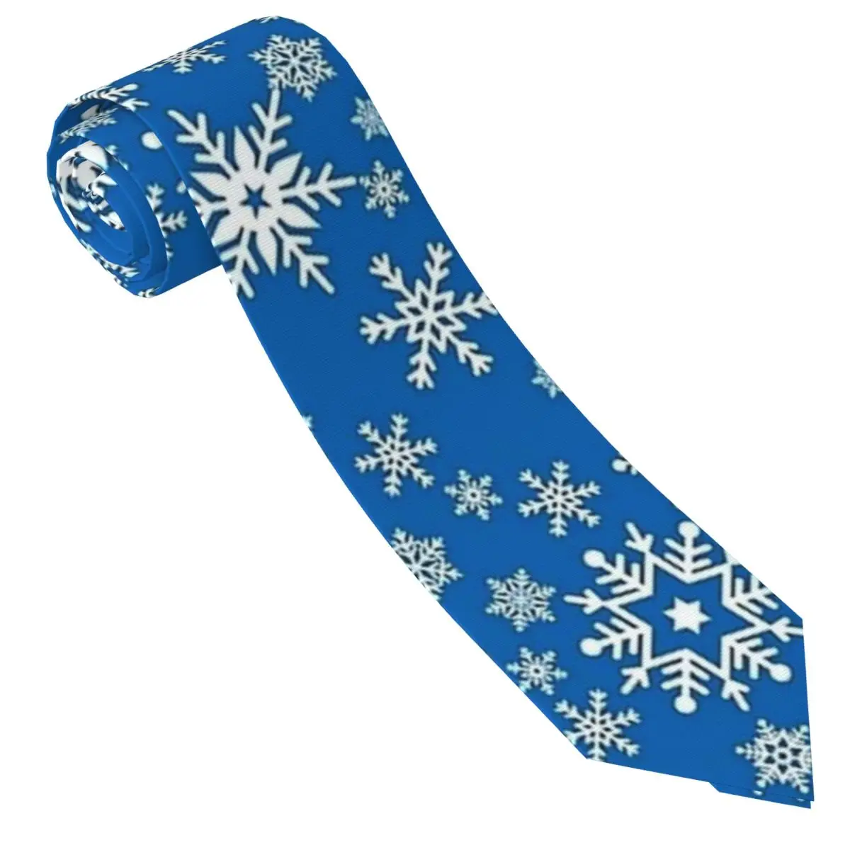 Blue Snowflake Christmas Tie Business Neck Ties Classic Casual Neck Tie For Men Custom DIY Collar Tie Necktie Gift