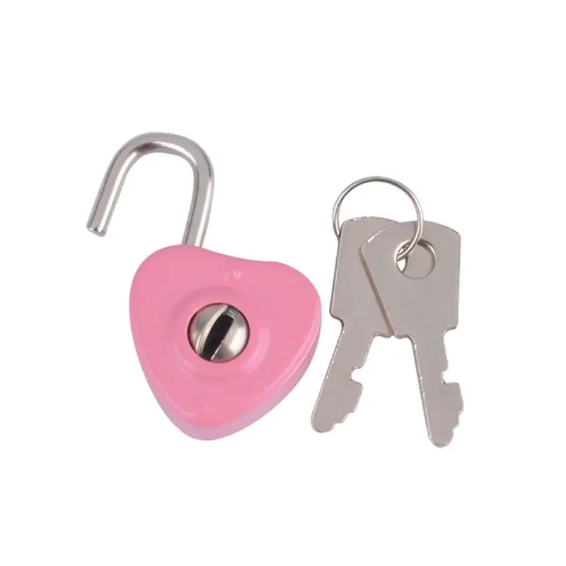 Mini Heart Practical Padlocks With Keys Metal for Wish Lock Jewelry Box Decorative Padlock for Lovers, Girls, Students