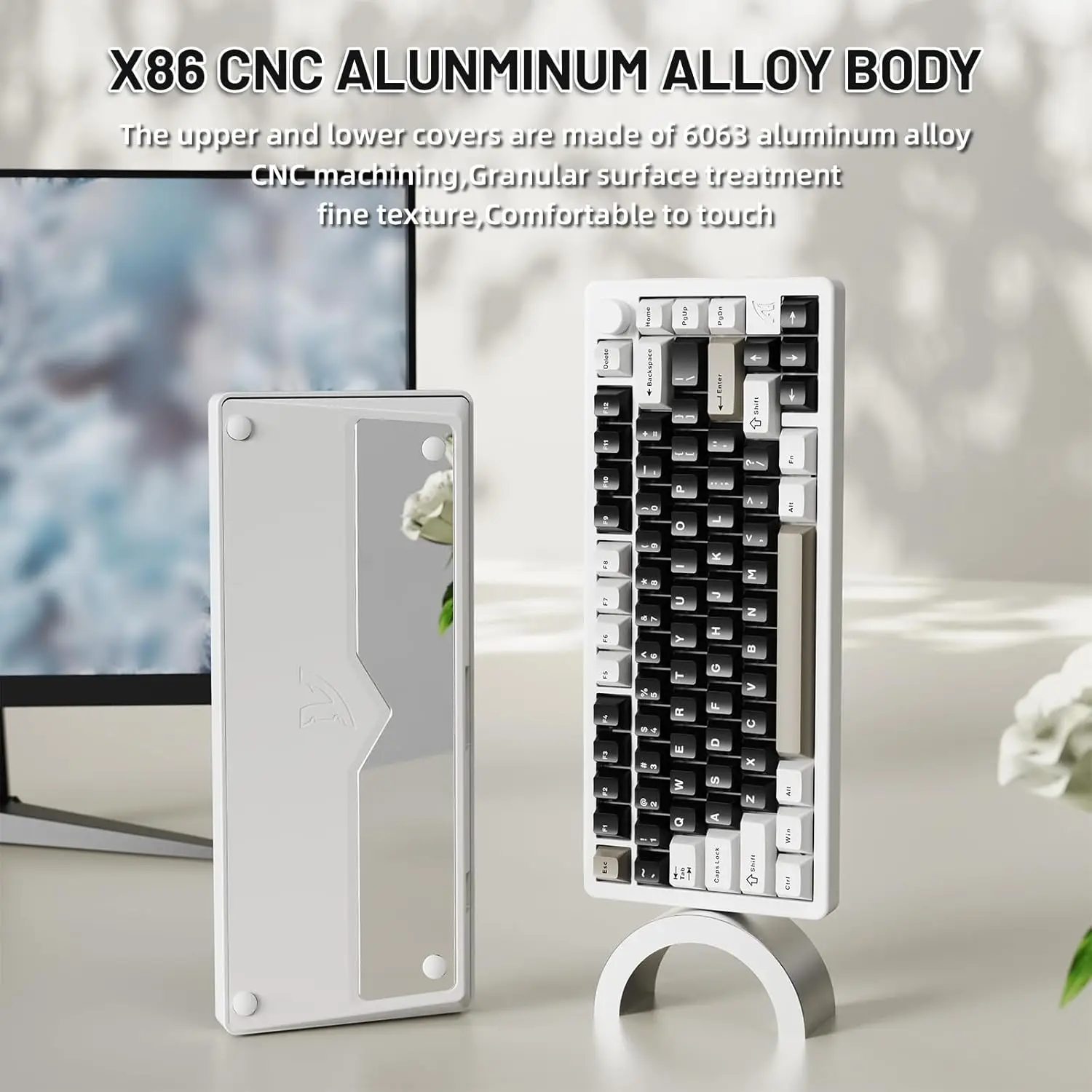 ZIYOU LANG x ATTACK SHARK X86 75% لوحة مفاتيح ألعاب ميكانيكية لاسلكية من الألومنيوم باستخدام الحاسب الآلي مع مقبض مستوى الصوت قابل للتبديل السريع RGB