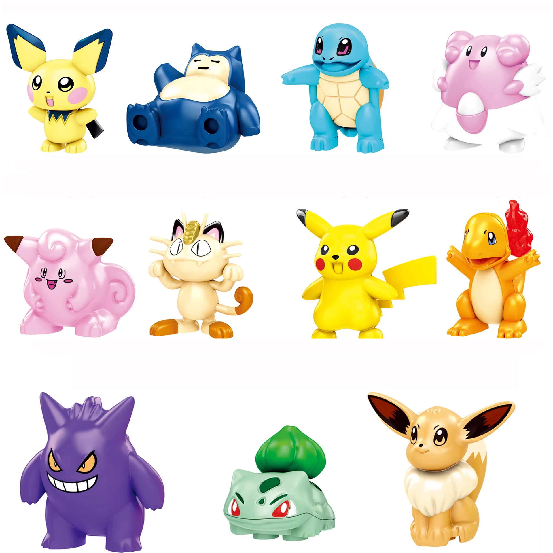 New Pikachu Alien Cartoon Doll Building Blocks Kawaii Mini Action Figure Head Assembly Toys Children's Educational Toys Gift