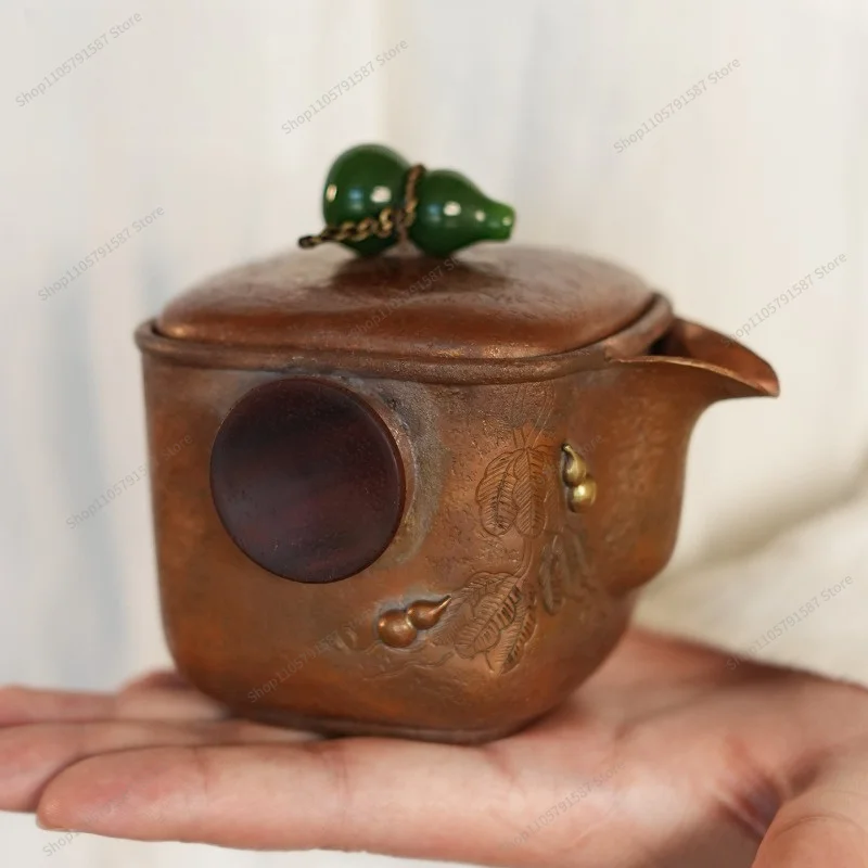 For Hand-held Pot Pure Copper Bubble Pot Hand-forged Copper Square Pure Bubble Teapot Retro Teapot