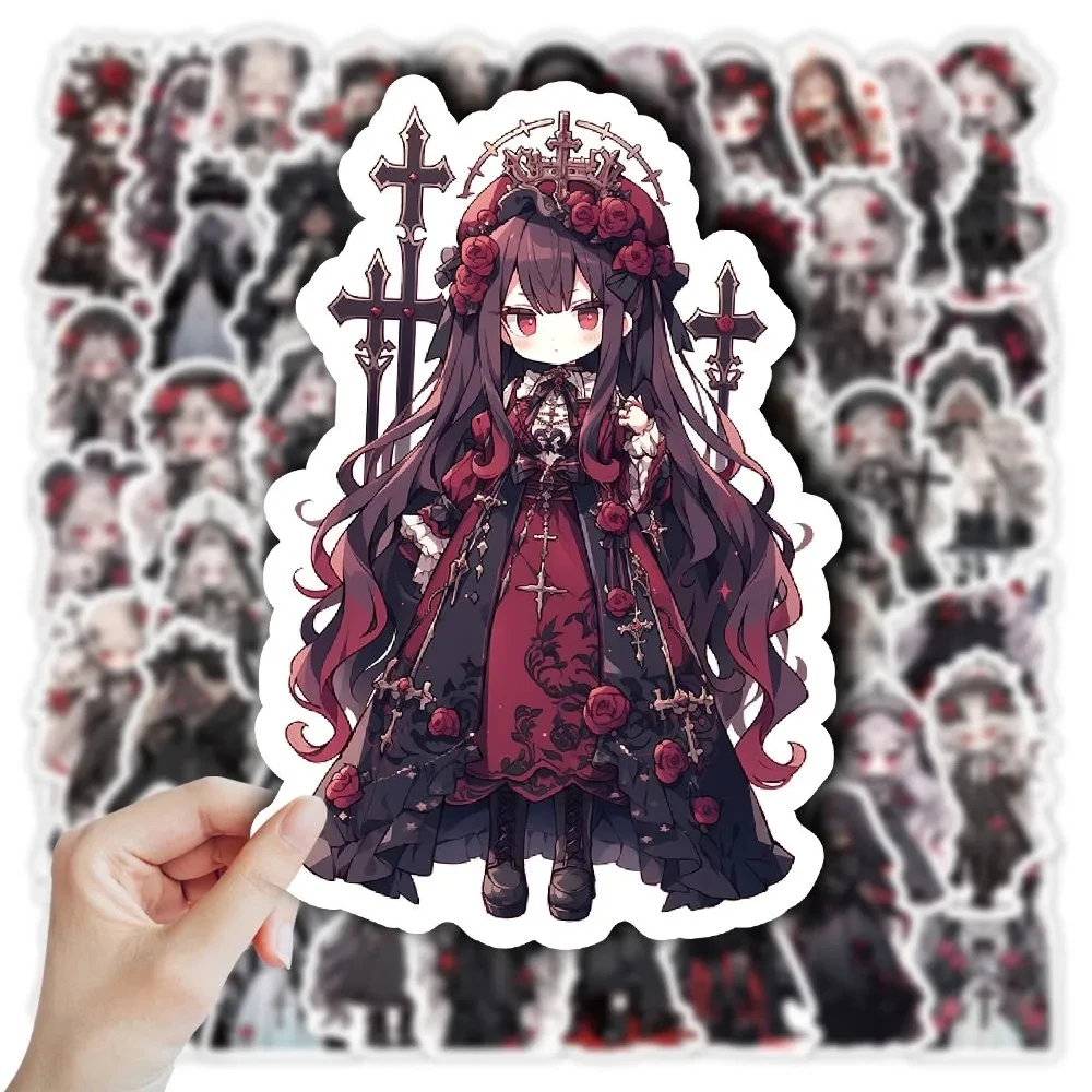 10/30/60pcs Anime Girls Goth Witch Rose Girl Stickers Waterproof Cool Graffiti Skateboard Laptop Motorcycle Vinyl Horror Sticker