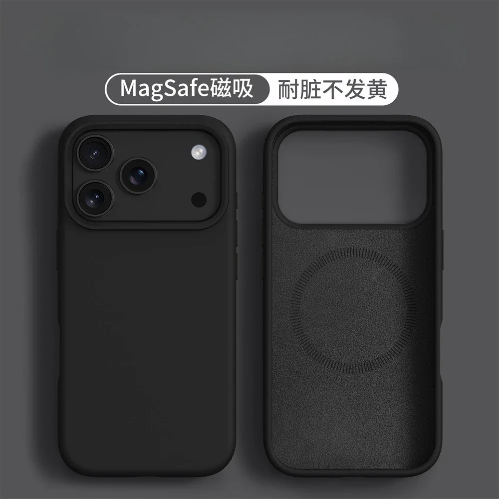 Flüssiges Silikon Magnetisch für MagSafe Handyhülle für iPhone 17 Pro Max 16 15 18 13 17 Air Einfarbiger Hautschutz Weiche Rückabdeckung