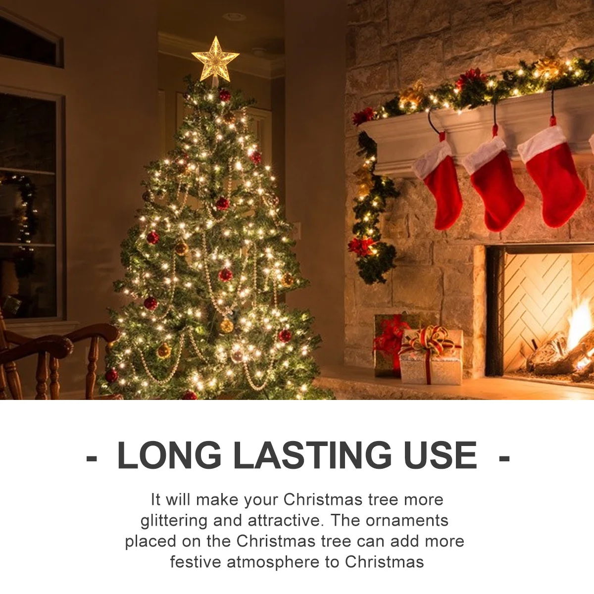 

1pc Star Christmas Tree Topper Decor Lighted Festival Treetop Ornament For Holiday Party Home Decoration Supply