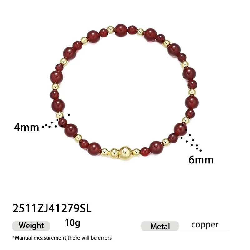 

New Chinese Style Garnet Bracelet with Gold Beads Light Luxury Design for Elegant Wrist Gifts