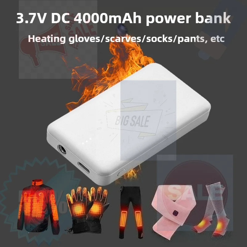

4000mAh Heating Scarf Power Bank with Three-level Adjustment, DC 3.7V Heating Socks Belt Gloves Power Bank