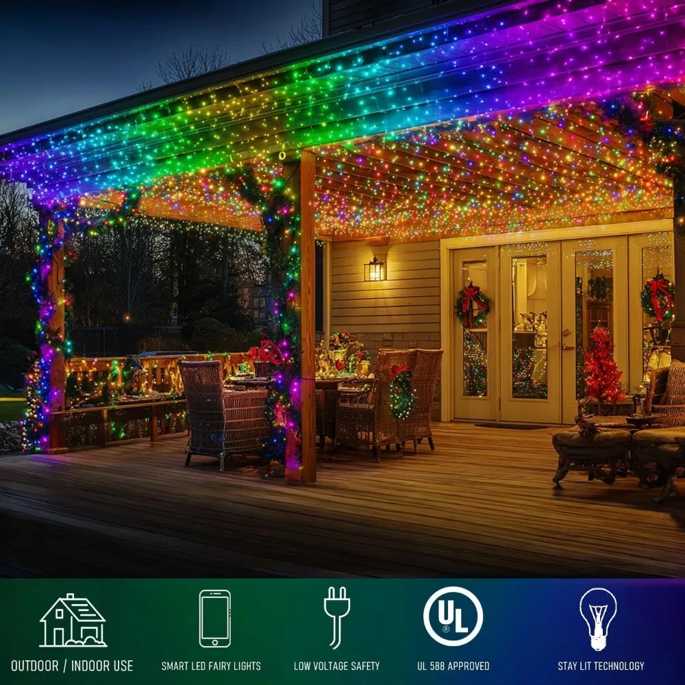 TW SHINE 300 LED 100FT Luci natalizie e di Halloween che cambiano colore impermeabili con telecomando e controllo APP