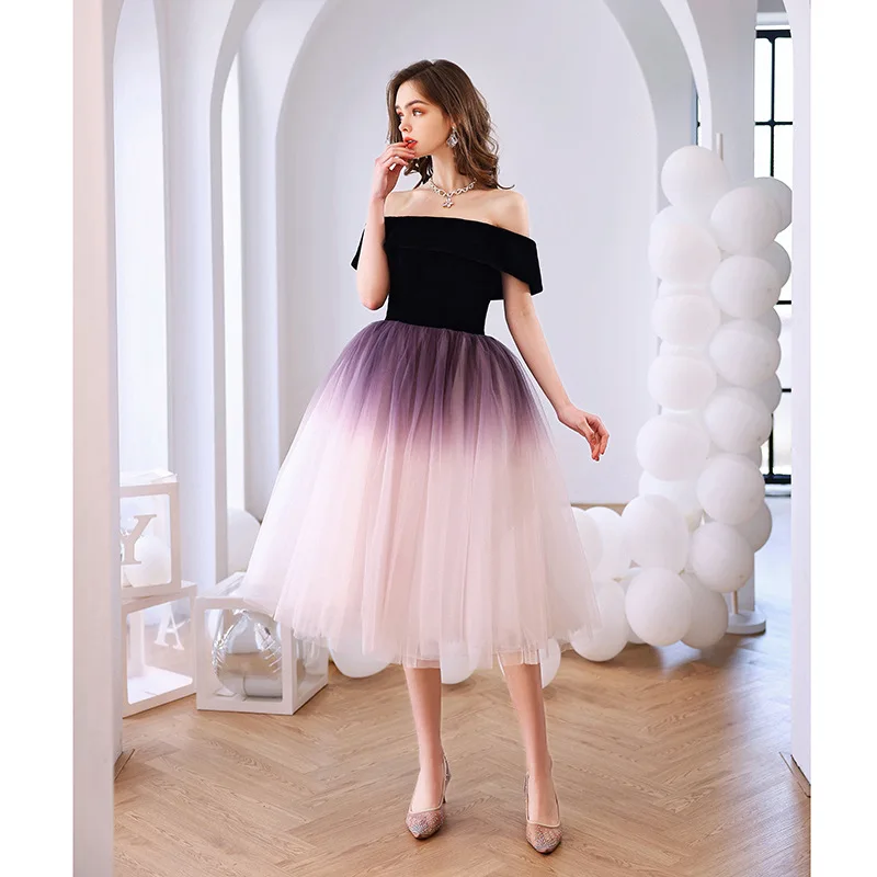 Customized Off The Shoulder Short Evening Dresses New Simple Tulle Vestido De Noche Classic Elegant Suknie Wieczorowe Plus Size