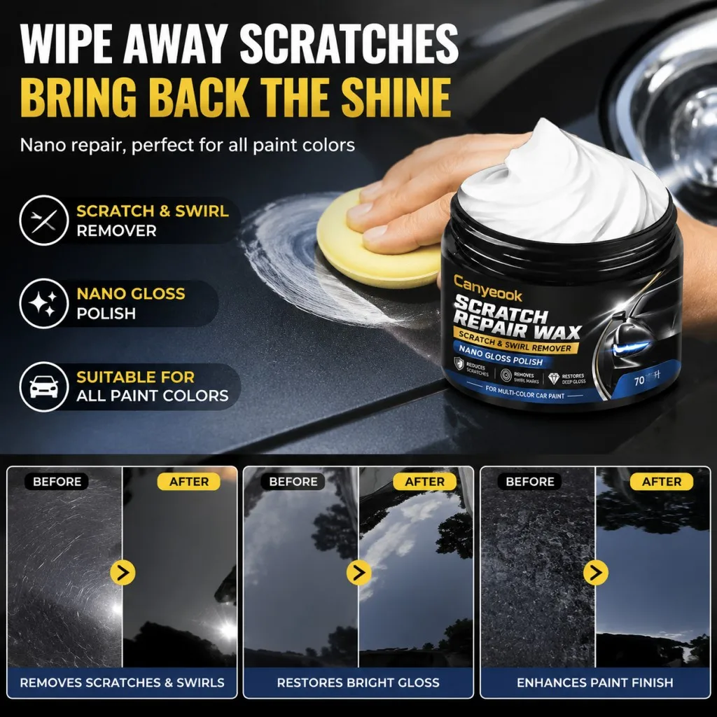 CANYEOOK Scratch Repair Wax - Nano Polish Removes Swirl Marks & Scratches, Restores Shine for All Car Paint Colors
