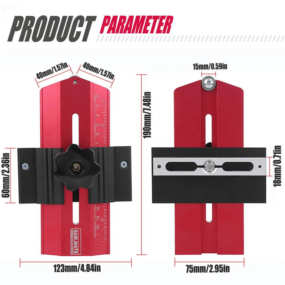 โต๊ะเลื่อยเจาะโต๊ะแบบเจาะรูแบบบางเครื่องมือบอร์ดขนนกอะลูมินัมอัลลอยสำหรับงานไม้เราเตอร์เขียงไม้