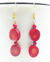 Natural red coral earrings