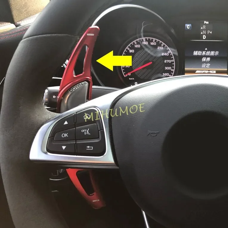 

Red Aluminum Steering Wheel Shift Paddle Shifter Extend For Mercedes Benz AMG C43 C63 E53 E63 CLA35 G63 GLA35 GLC43 GLC63 GLE53