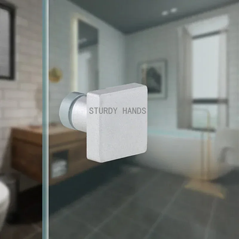 Square Glass Door Knobs Aluminium Alloy Barn Door Handle Bathroom Sliding Door Pulls Furniture Hardware Kitchen Cabinet Handles