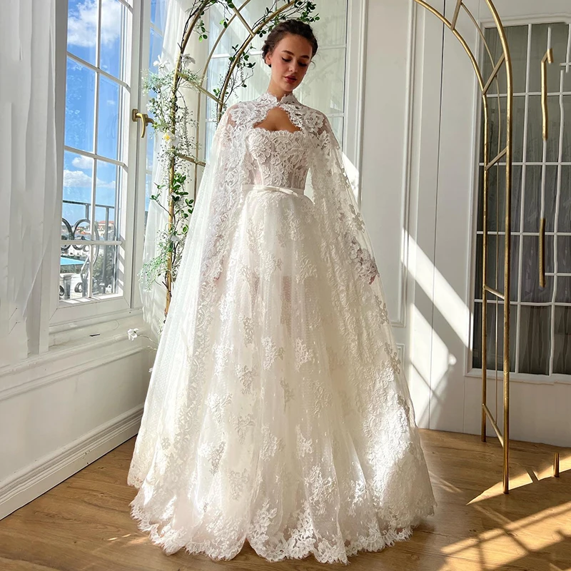 Eightree Elegante A-Linie Brautkleider 2022, trägerlos, Applikation, Spitze, lange Brautkleider, Boho-Brautball-Abschlussballkleid, individuell gestaltet