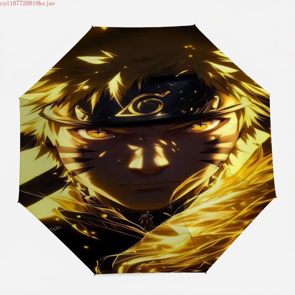 

NARUTO Uzumaki Naruto Nine-Tails Mode High-Contrast Black & Gold Umbrella Intense Gaze Art Design UV Blocking