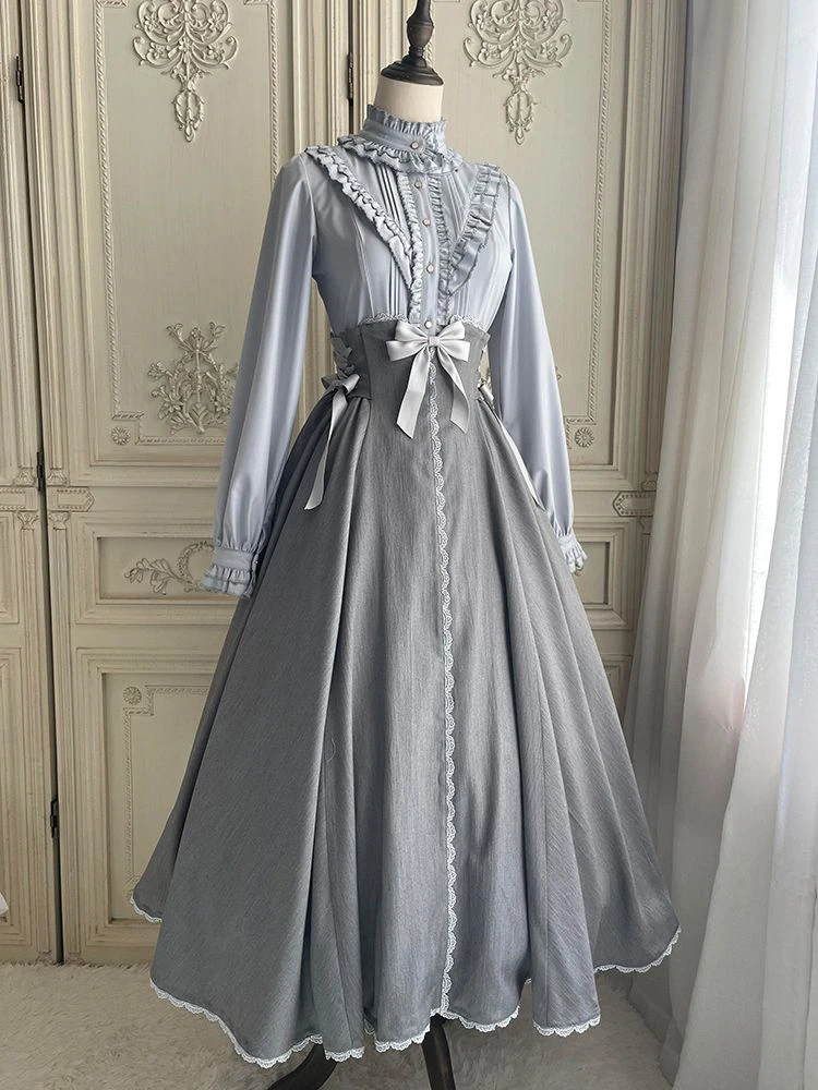 Retro Court Style Long Sleeve Shirt Women's Autumn 2026 New Waist Cinching Slimming Half Body Long Skirt Set Elegant Fashion