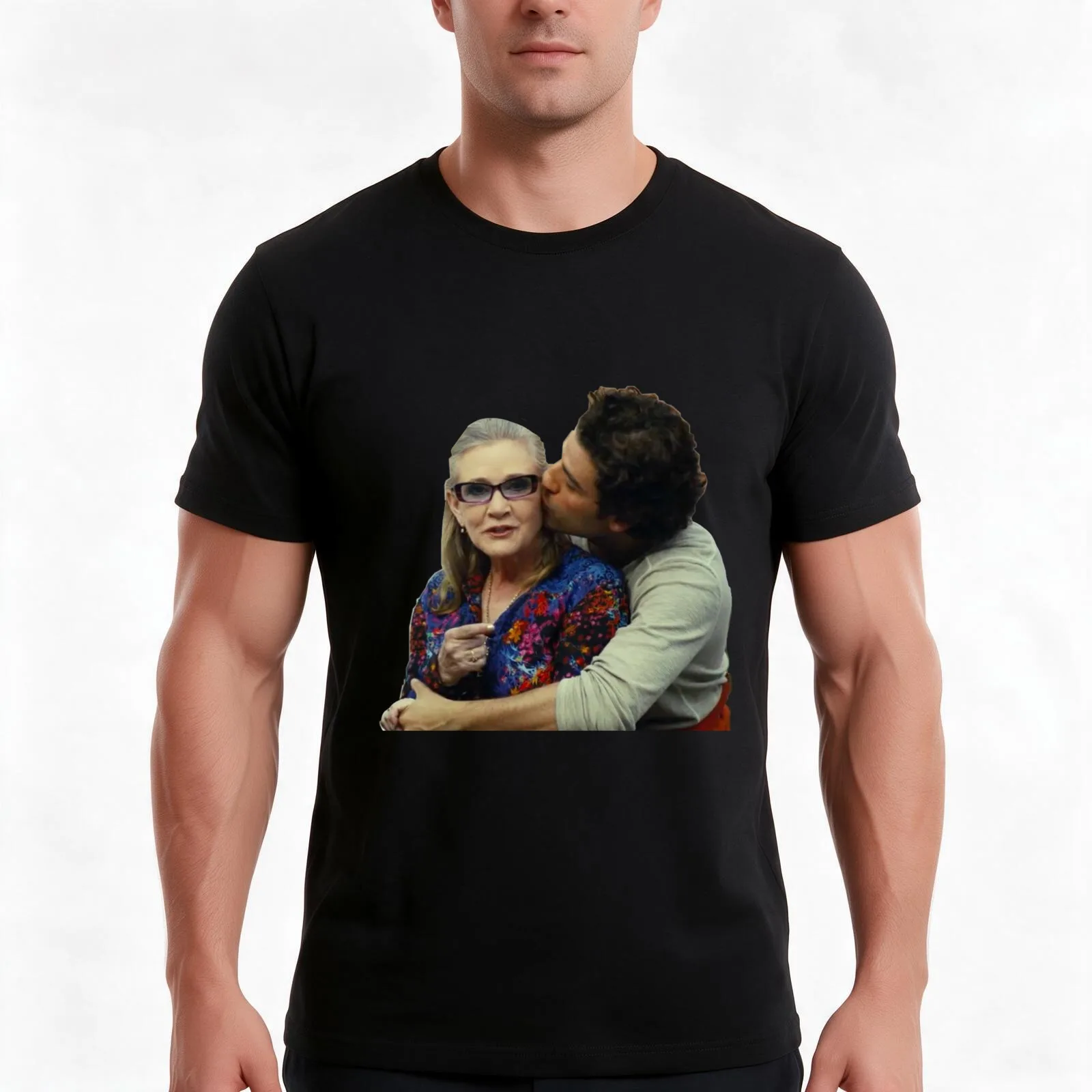 Carrie Fisher and Oscar Isaac T-Shirt, Summer Casual Cotton Tee, Oversized Streetwear Tops, Vintage Graphic Print, 100% Cotton