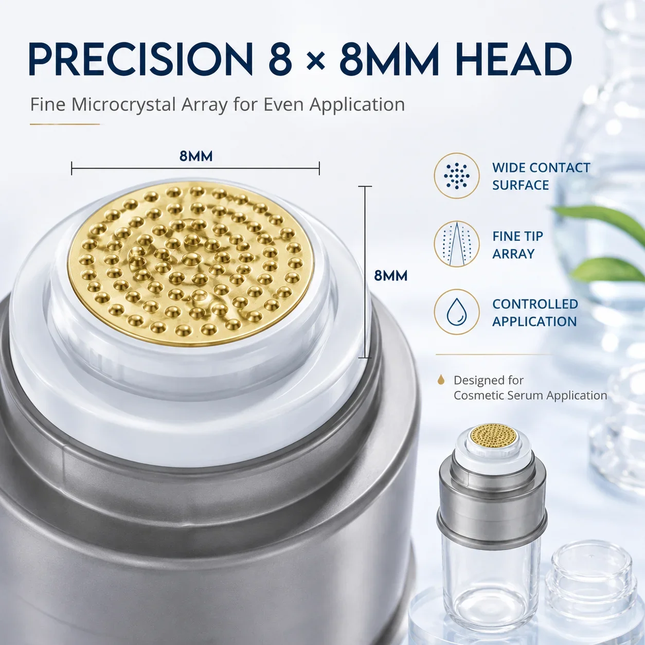 5ML 6D Microcrystal Serum Applicator Bottle Refillable Press Dispensing Skincare Essence Tool for Face Body Home Salon Travel