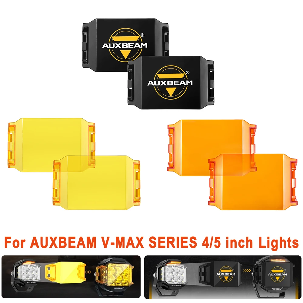 AUXBEAM V-MAX SERIES - Faros LED para Vehículos, Luces de Trabajo LED de 4/5 Pulgadas, Cubiertas de Policarbonato en Color Ámbar/Negro, Carcasas Protectoras de Policarbonato