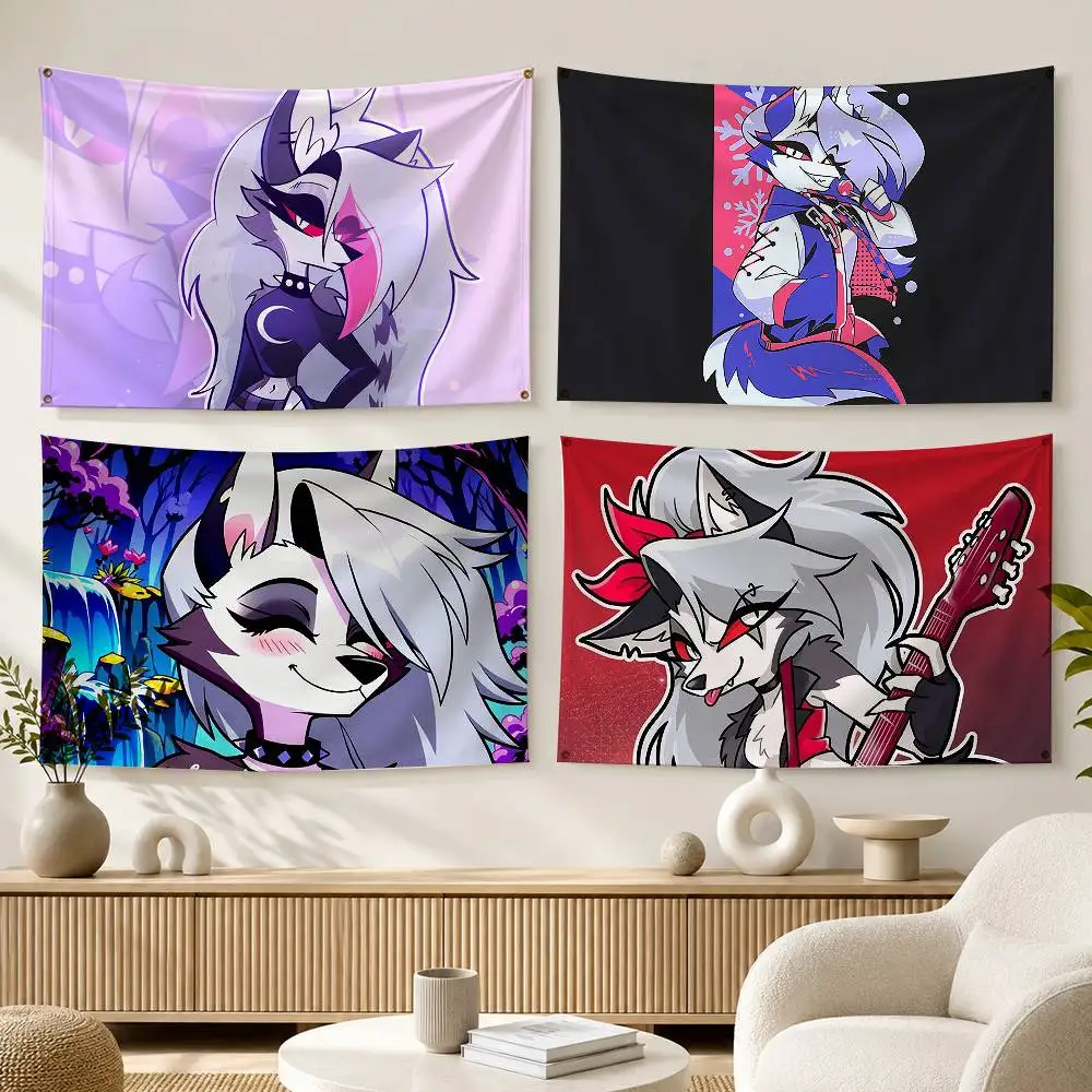 Adult Animation S-Sassy Loona Flags Wall Hanging Background Art Banner for Bedroom Home Outdoor Decor