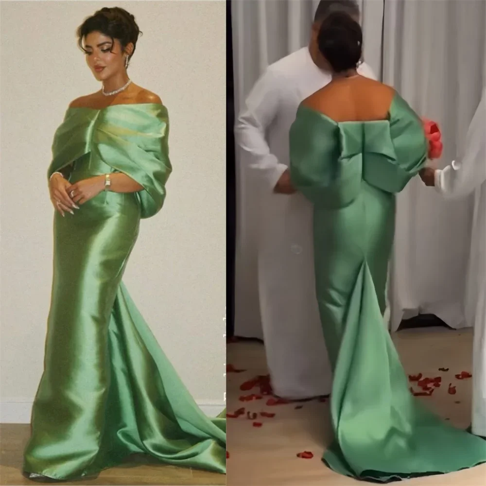 Evening Gown Prom Formal Dress Dearin Off-the-shoulder Mermaid Floor Length Skirts Bows Open Back Bespoke Occasion Dresses Saudi