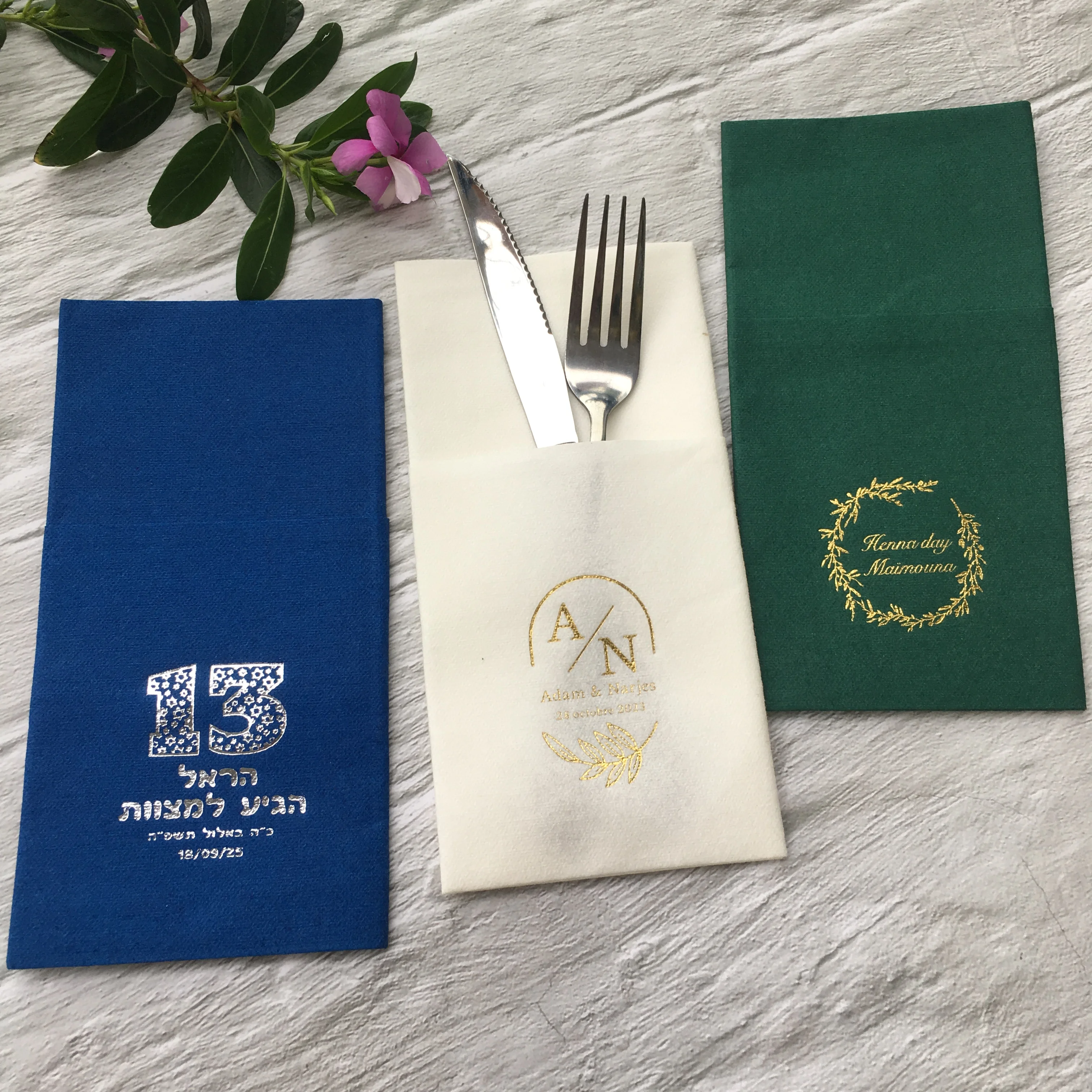 

50pcs Party Napkin- Monogrammed Linen-Like Napkins for Weddings and Engagement Party- Dinner Napkin Size