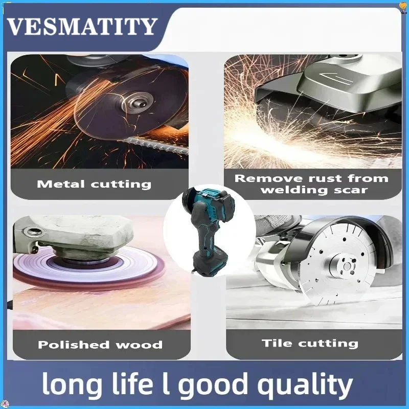 VESMATITY 18V 3 Inch Angle Grinder 20000 RPM Efficient Motor Extends Battery Cut Off Tool for Metal Tile 18V 20V Battery Max Pro