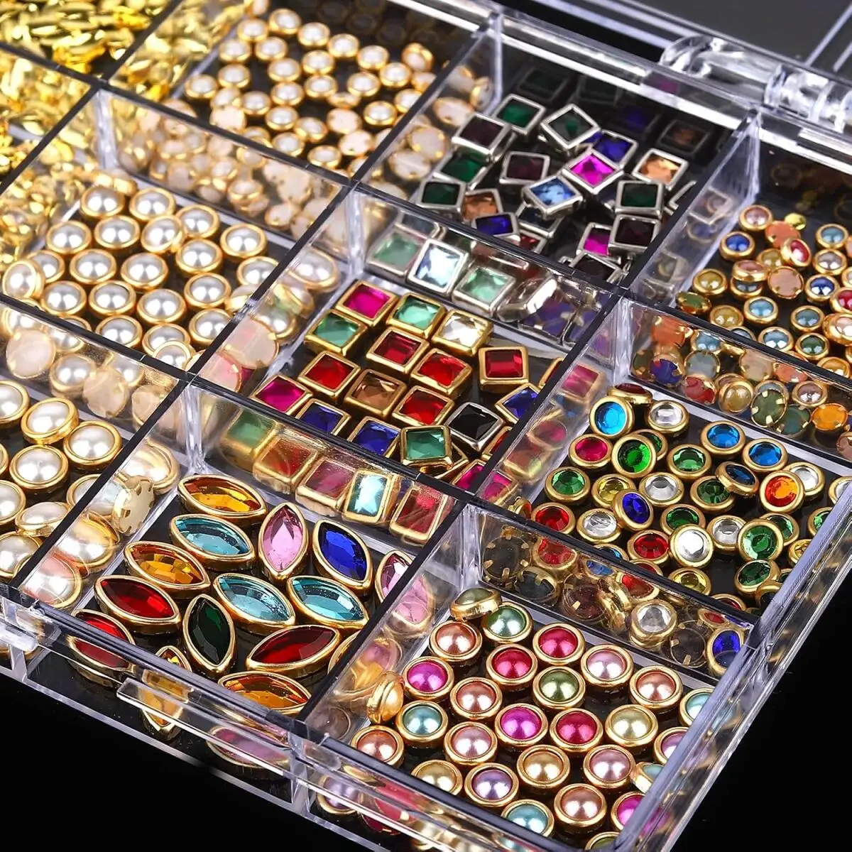 1 Box Luxuriöse Glänzende Nagelrhinesteine Schmuck 3D Bunte Legierung Edelstein-Einlagen Nagelkunst-Dekorationen für DIY Nagel-Ornamente – Detail 5
