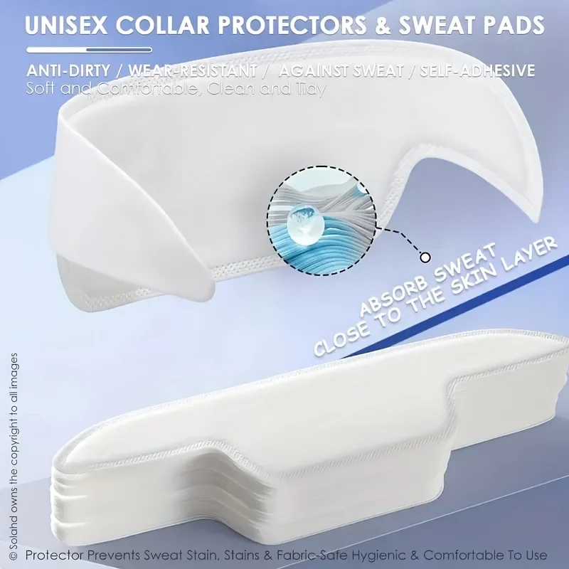 10/50 Stück Hüte Kragen Schweißableitende Pads Innenfutter Schutzaufkleber Einweg saugfähiger Trockenheitspflaster für Kappen Hemd Liner – Detail 7