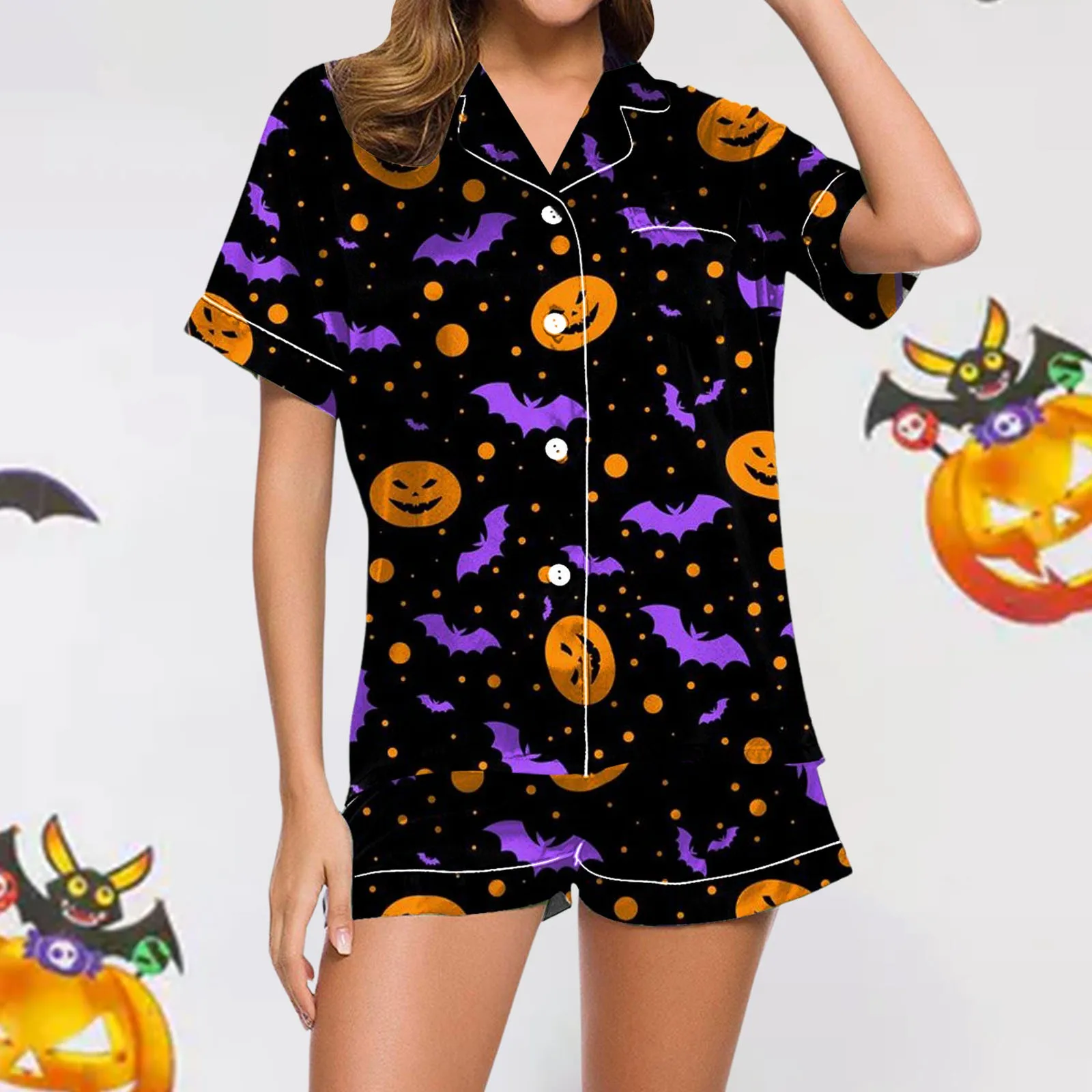 Ladies Casual Halloween Printed Pajamas And Shorts pijama Set Teacher Pajamas пижама женская conjuntos de mujer