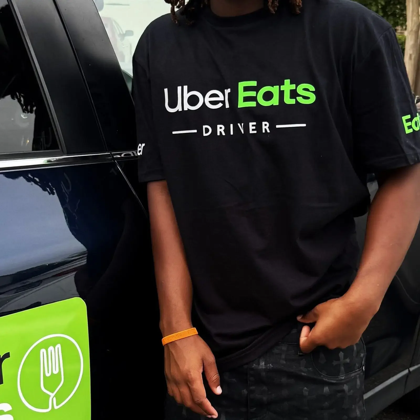 Reflective T Shirt U Eats Delivery Driver Personalized vintage Washed Casual homme Top For Everyday Wear Stretched Versatile