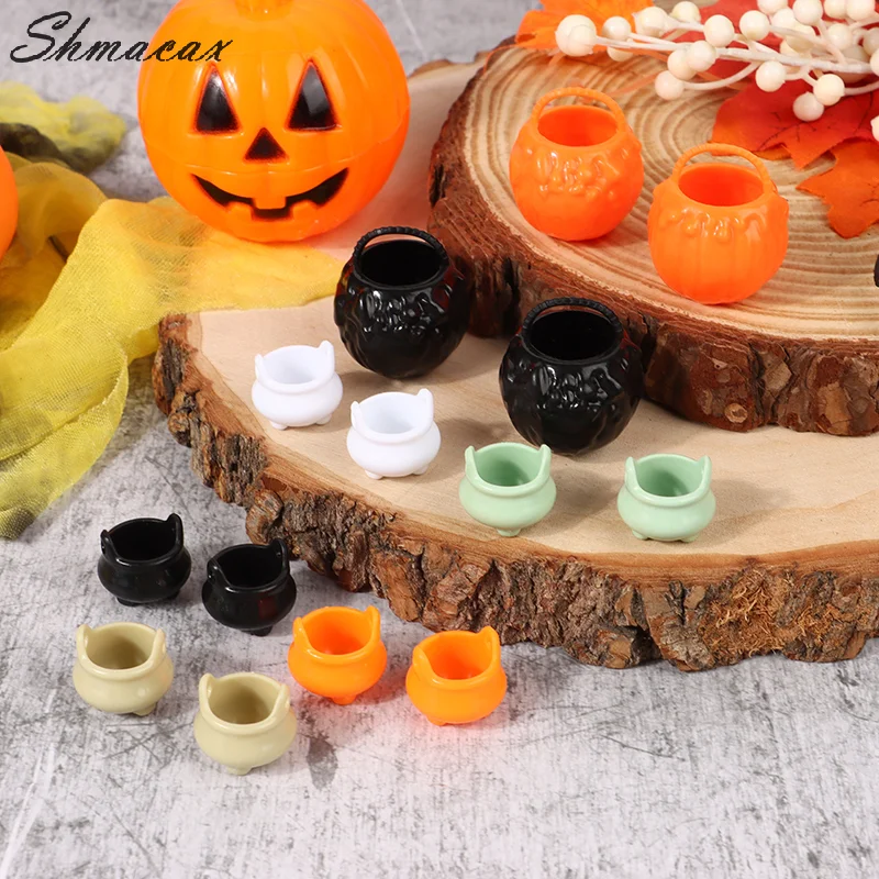 2pcs Halloween Mini Cauldron Miniature Mini Halloween Candy Bucket Pot Witch Cauldron