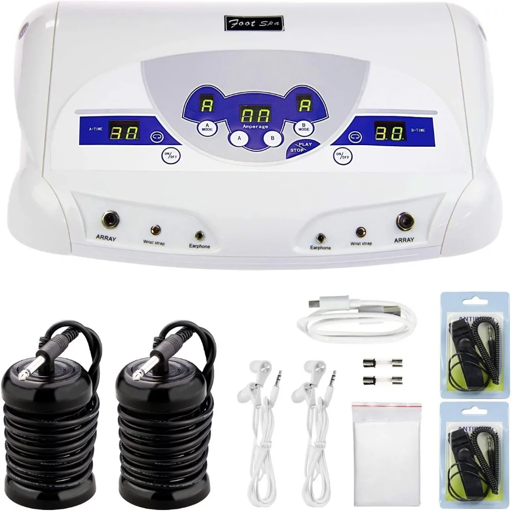 

Ionic Foot Bath Detox Machine, Foot Detox Mahcine SPA for 2 Users with MP3 Music Player, Including 2 Earphones, 2 Wrist Straps,