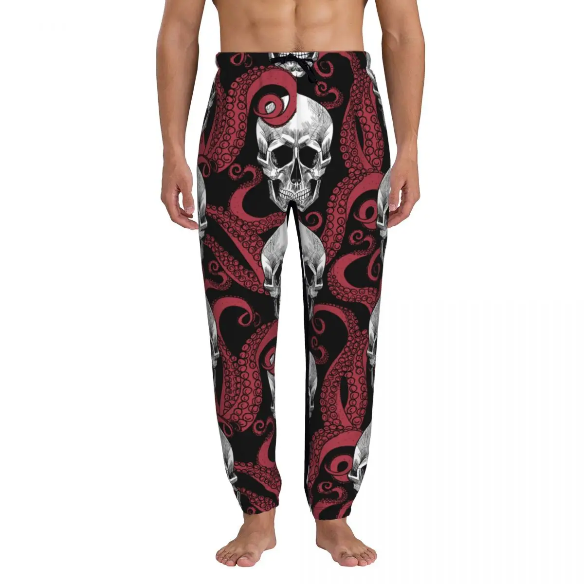 Casual Jogger Pants Skull And Red Octopus Tentacles Men Fitness Gyms Pants Outdoor Sweatpants Pants Mens Trousers