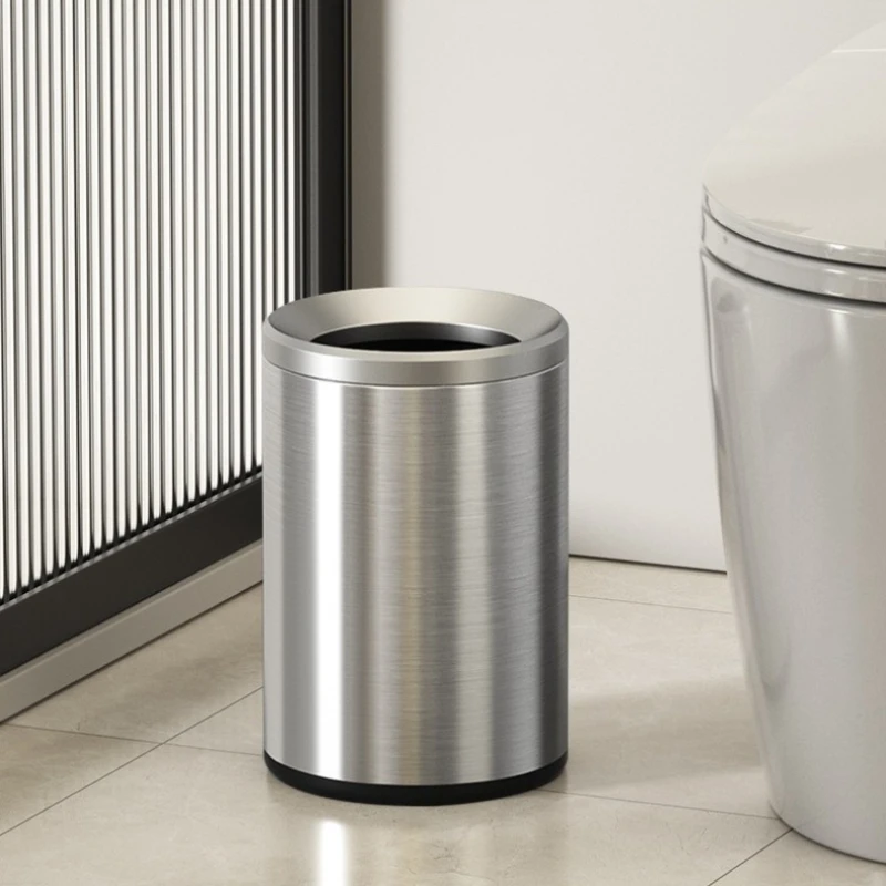 

Stainless Steel Trash Can Large Capacity Household Trash Bin Modern Minimalist Toilet Garbage Bins Kitchen Clean Accessories