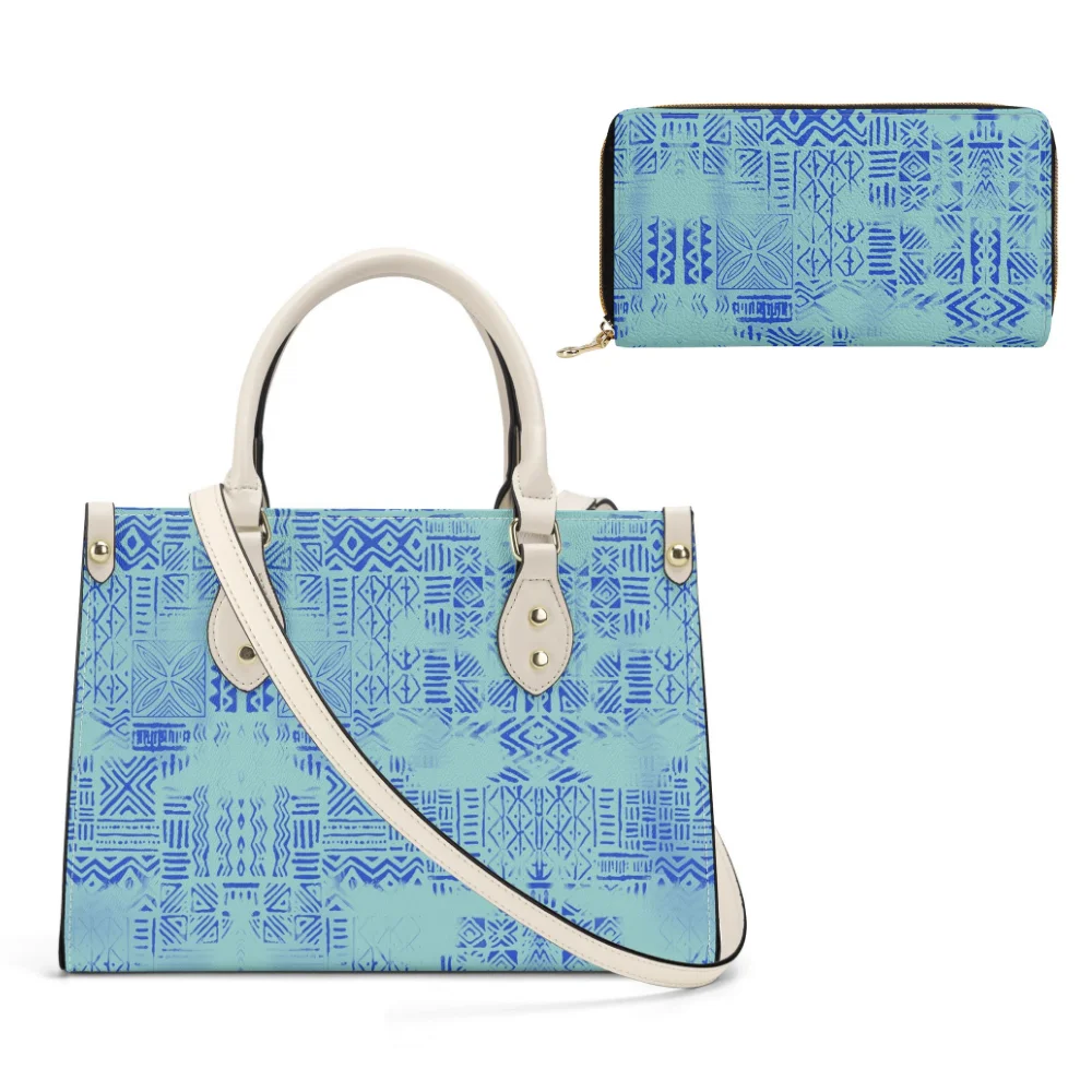

Women Summer Road Trip Essential Customizable Polynesian Large Island Tote Bag Matching Wallet Combo Chic
